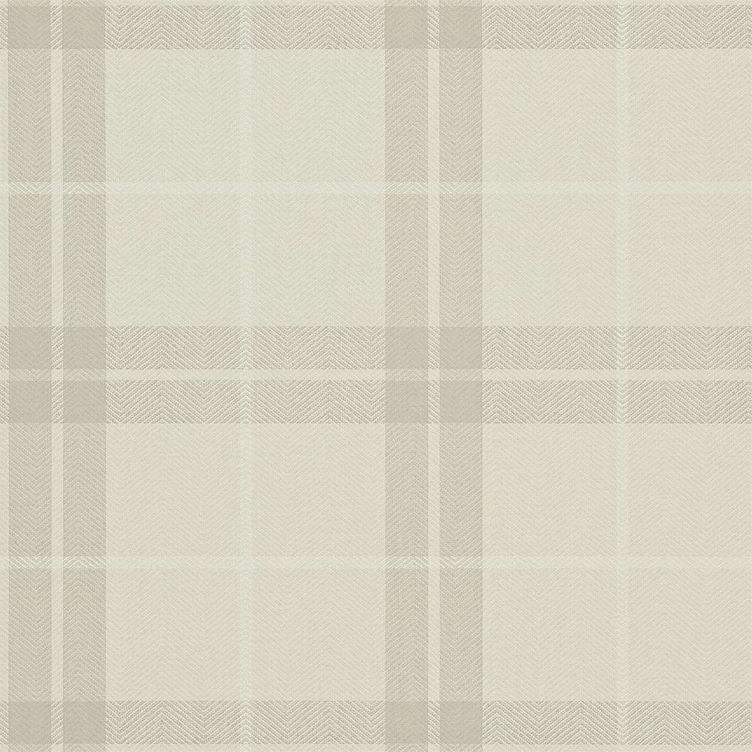 Angol design tapéta beige színben skótkockás mintával