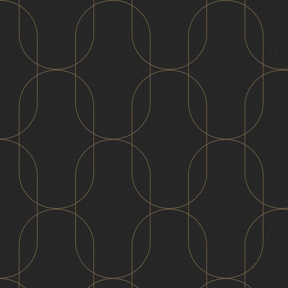 Angol design tapéta fekete arany nagyléptékű geometriai mintával