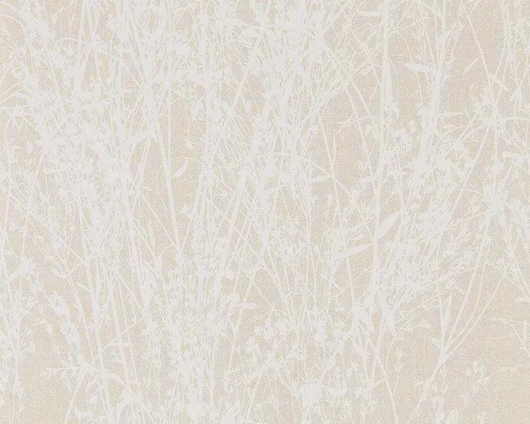 Angol Sanderson dekor tapéta levél és virág sziluett mintával beige színben