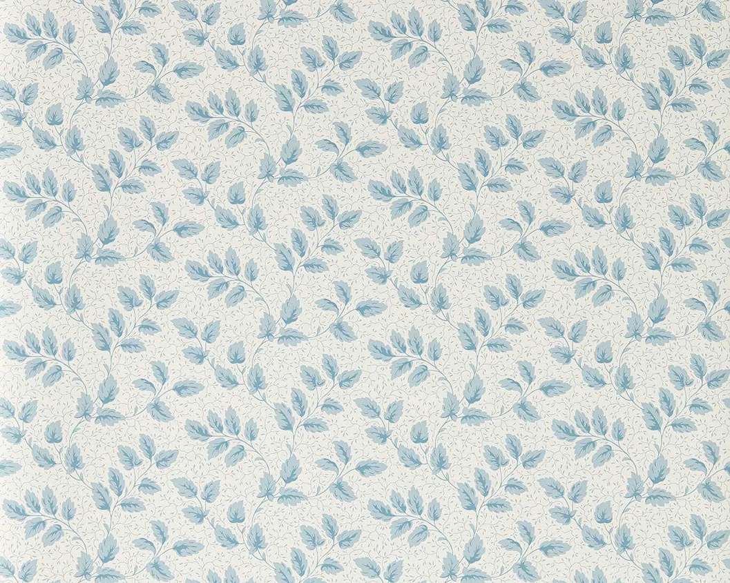 Angol Sanderson dekor tapéta levél mintával kék színben