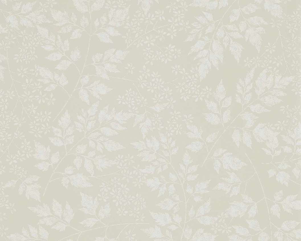 Angol Sanderson dekor tapéta virág és levél sziluett mintával világosbeige színben