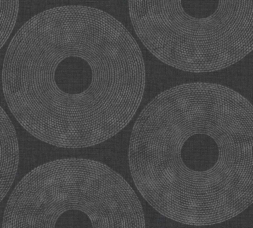 Antracit kör geometrikus mintás vinyl design tapéta