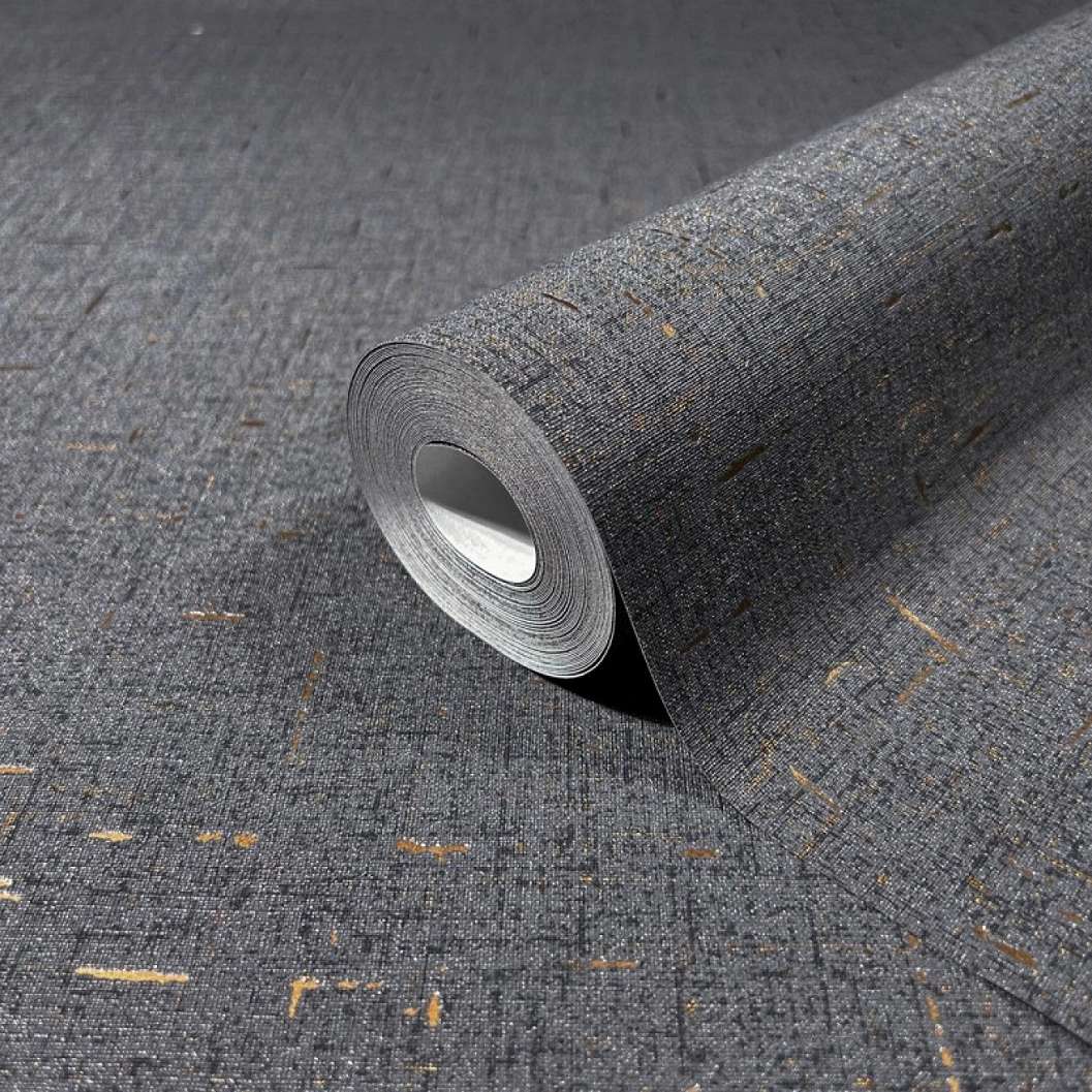 Antracit szürke fekete-bronz textilhatású tapéta