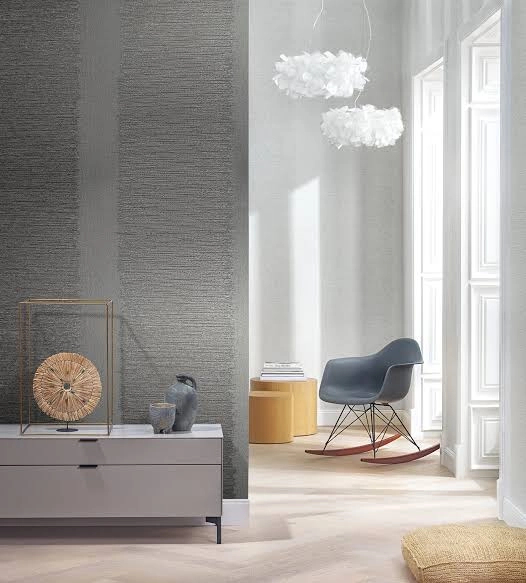 Antracit textil struktúrált vinyl dekor tapéta