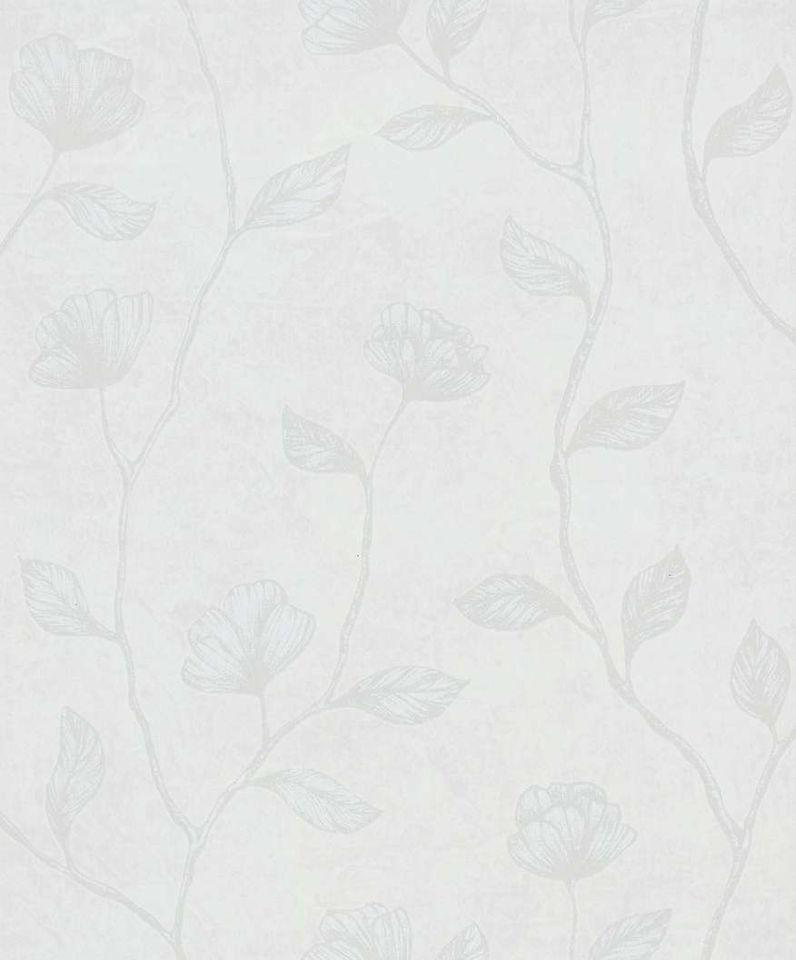 Anyagában virág mintás koptatott fehér design tapéta