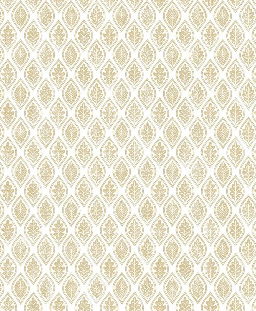 Apró levél mintás beige és fehér színű angol dekor tapéta