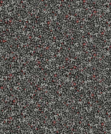 Apró levélmintás Khroma design tapéta fekete szürke piros színekkel