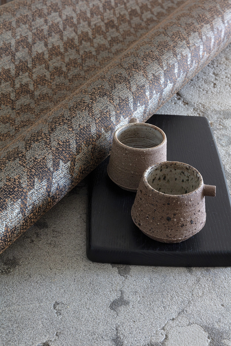 Apró réz tyúkláb mintás design tapéta