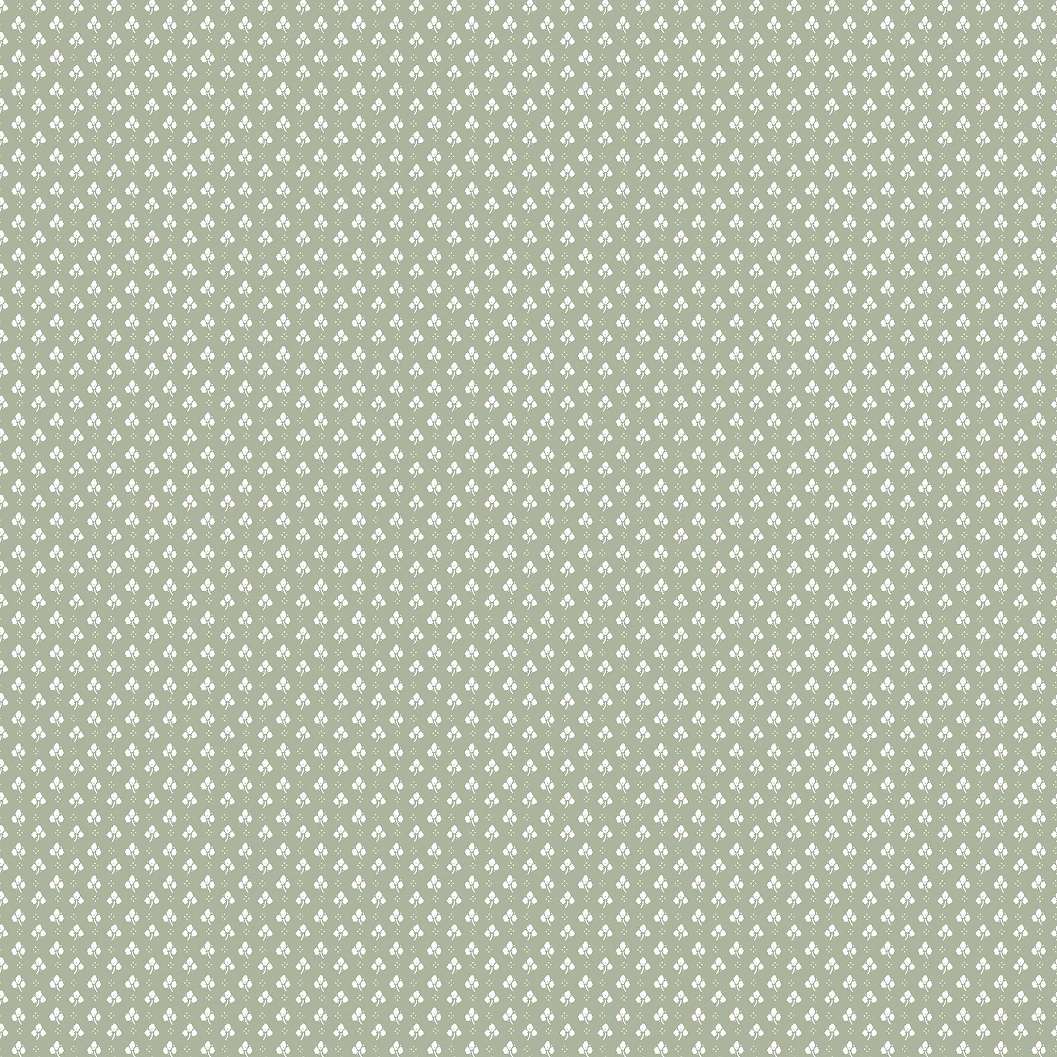 Apró vintage zöld alapon fehér levél mintás design tapéta