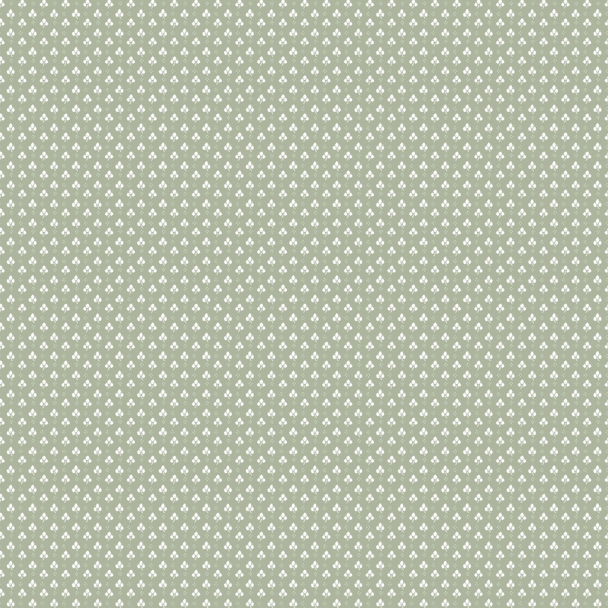 Apró vintage zöld alapon fehér levél mintás design tapéta
