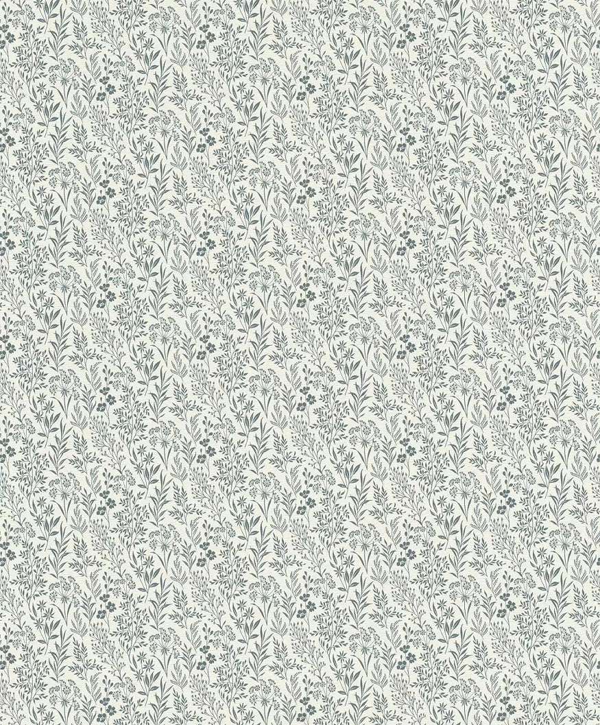 Apró virág mintás dekor tapéta kék színben