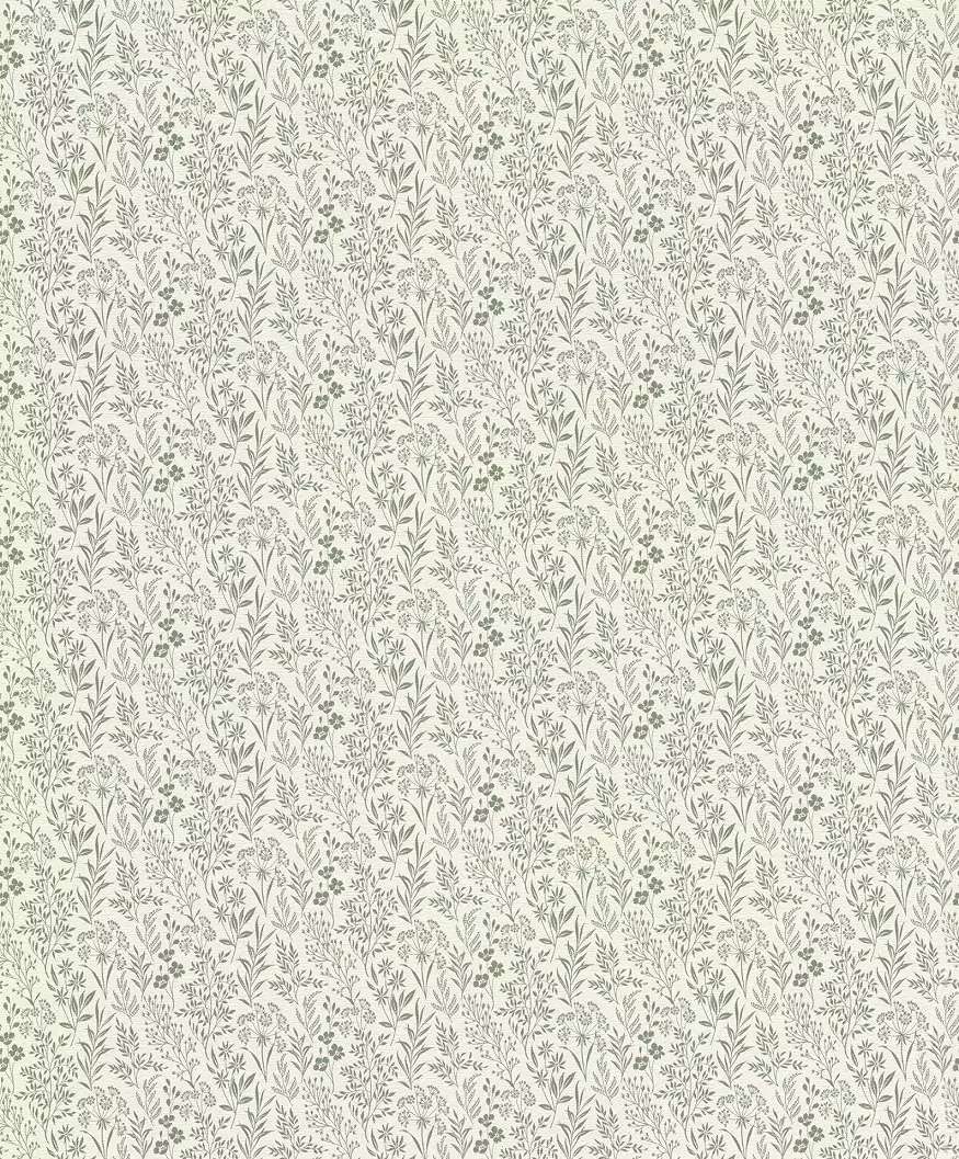 Apró virág mintás dekor tapéta krém és zöld színben