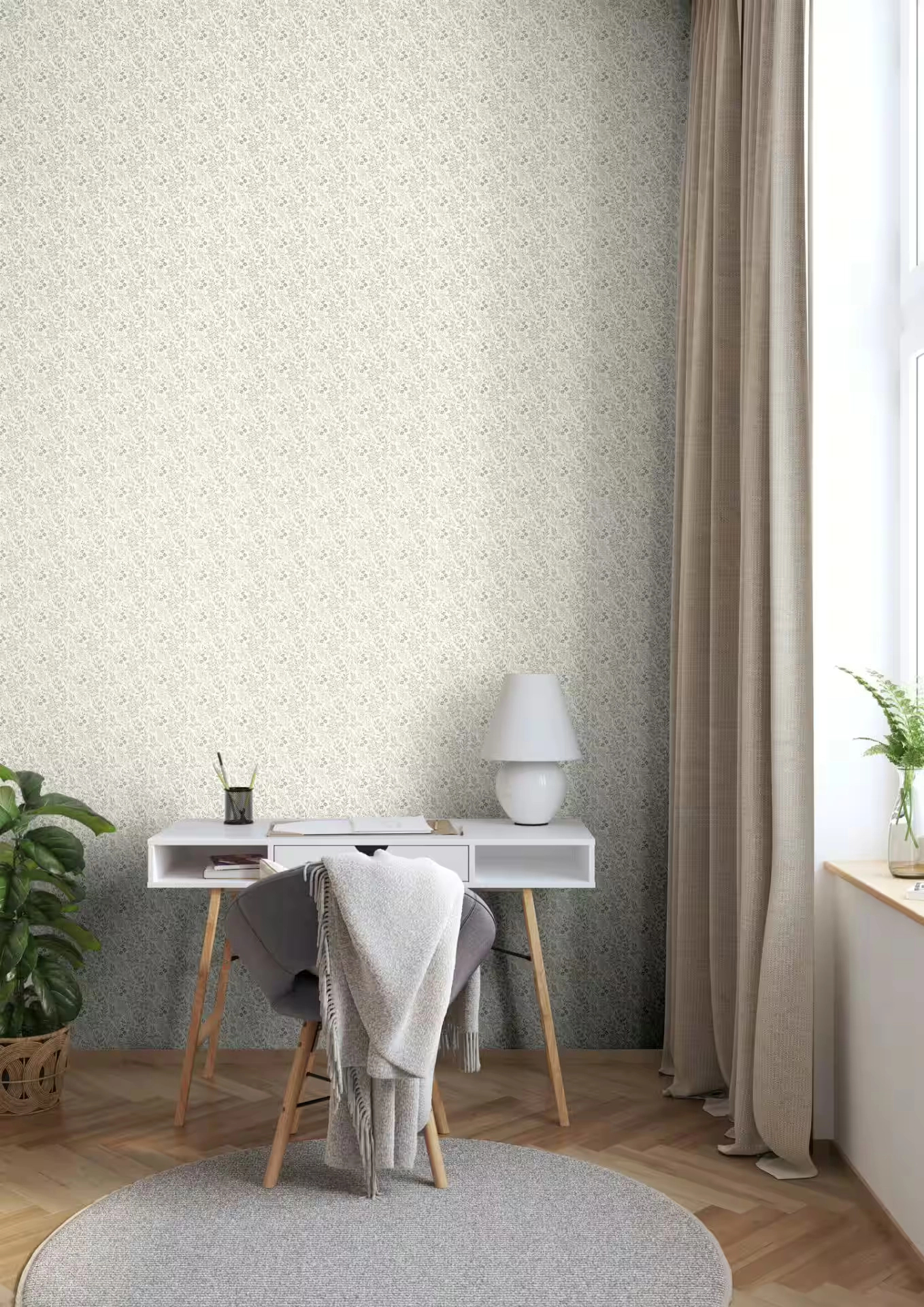 Apró virág mintás dekor tapéta szürke színben