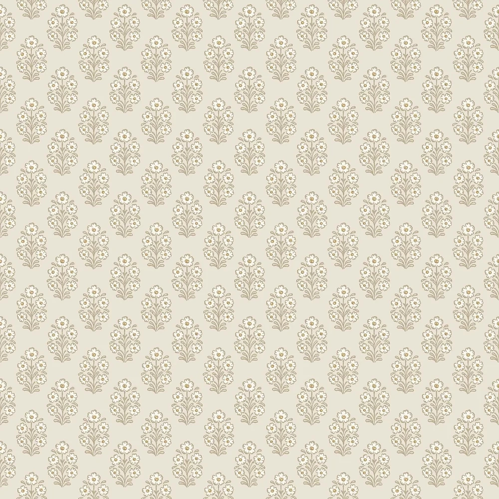 Apró virágcsokor mintás szürke és beige színű skandináv dekor tapéta