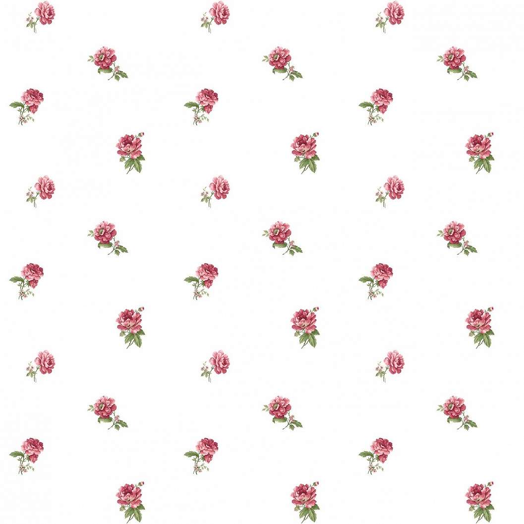 Apró vörös rózsa mintás design tapéta provance stílusban