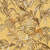 Aranysárga hímzett hatású madár és levélmintás botanikus design tapéta