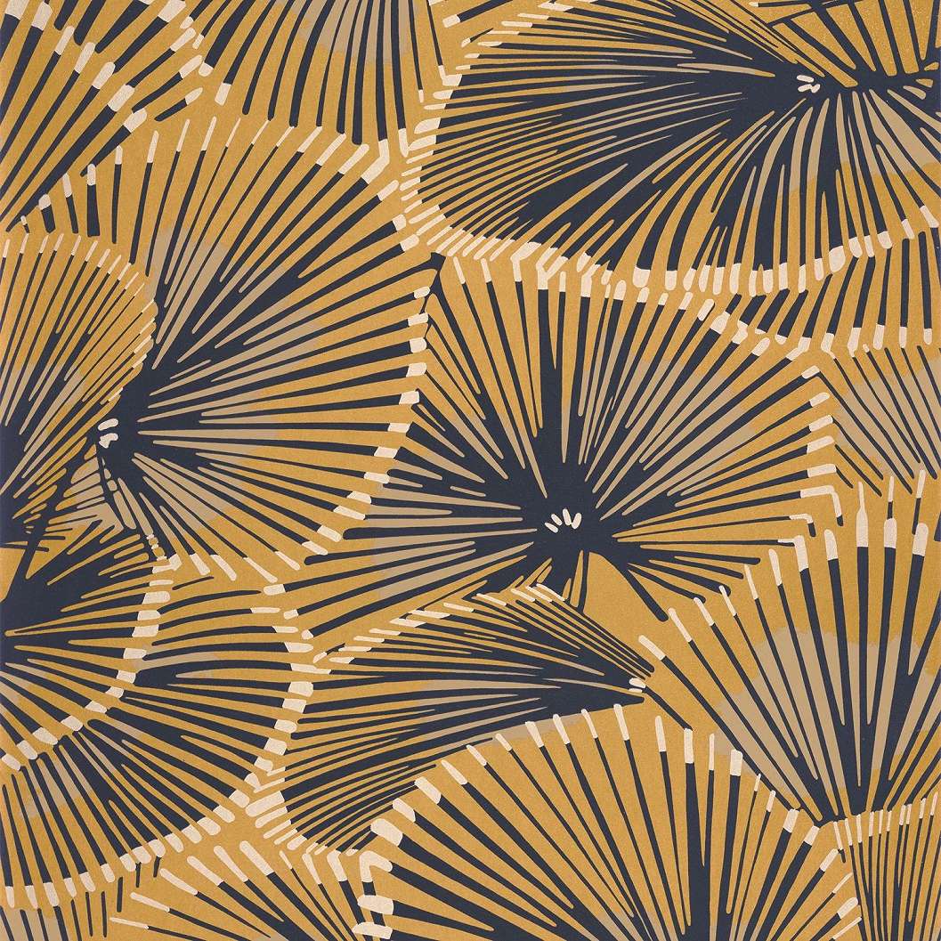 Aranysárga leveles mintás vlies francia design tapéta
