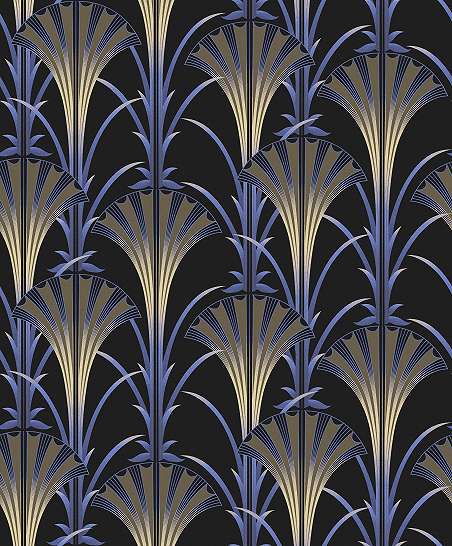 Art deco dekor tapéta kék geometrikus mintával