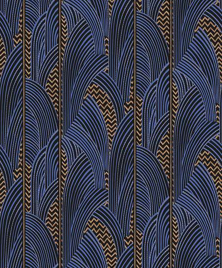 Art deco design tapéta kék geometrikus mintával