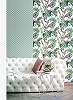 Art deco hangulatú design tapéta fehér alapon zöld rózsaszín mintával