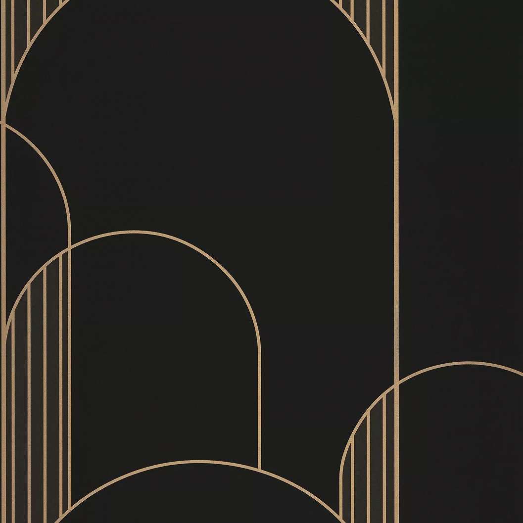 Art deco mintás nagy léptékű fekete arany színű tapéta