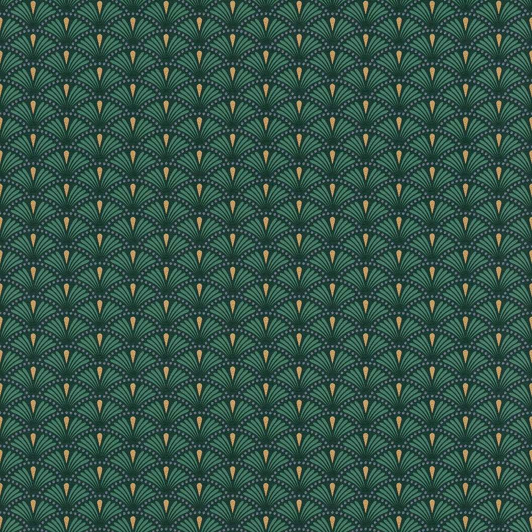 Art deco mintás zöld vlies tapéta