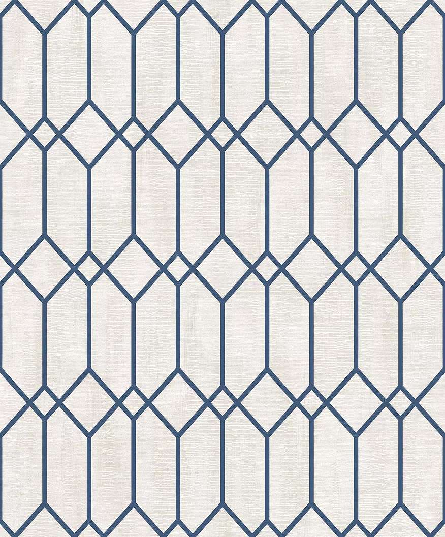 Art deco stílusú kék geometrikus mintás vlies tapéta