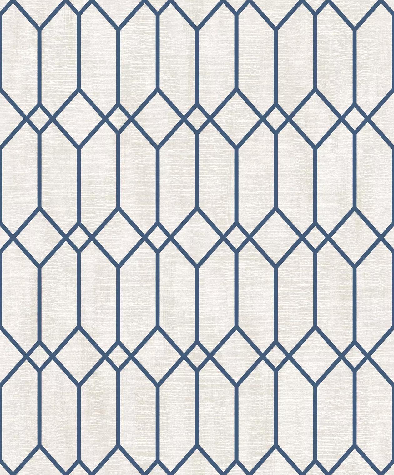 Art deco stílusú kék geometrikus mintás vlies tapéta