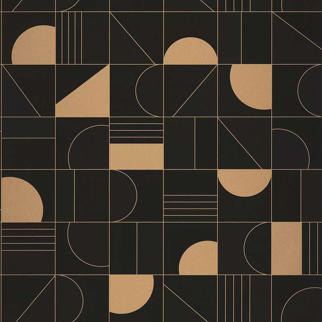 Art deco tapéta fekete arany geometrikus mintával