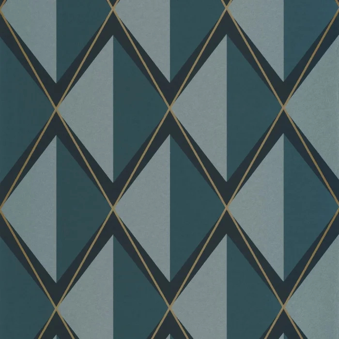 Art deco tapéta kék elegáns geometriai mintával