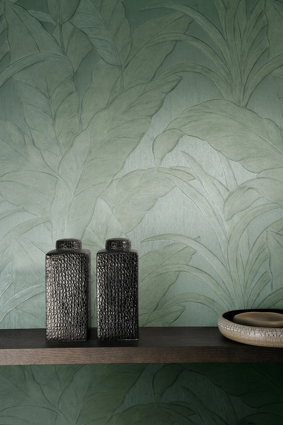 Arte luxus tapéta zöld levél mintával anyagában mintás