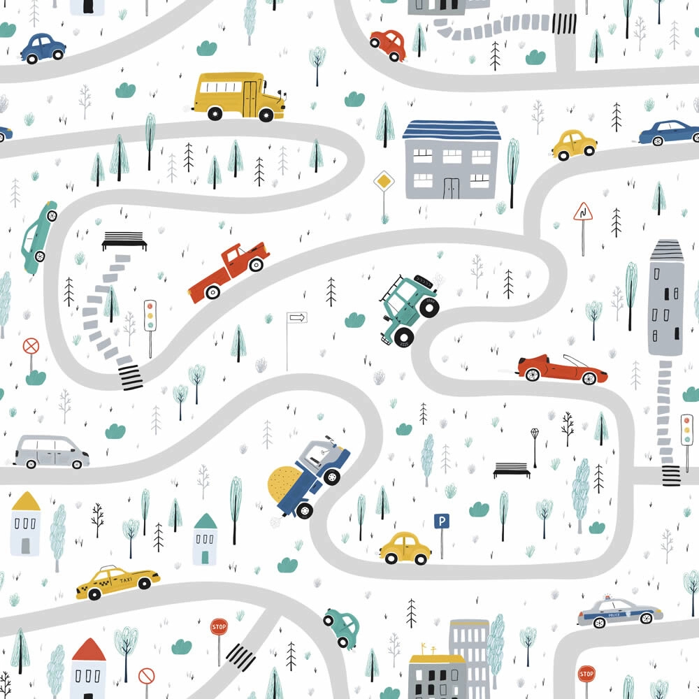 Autó mintás vinyl tapéta gyerekszobába