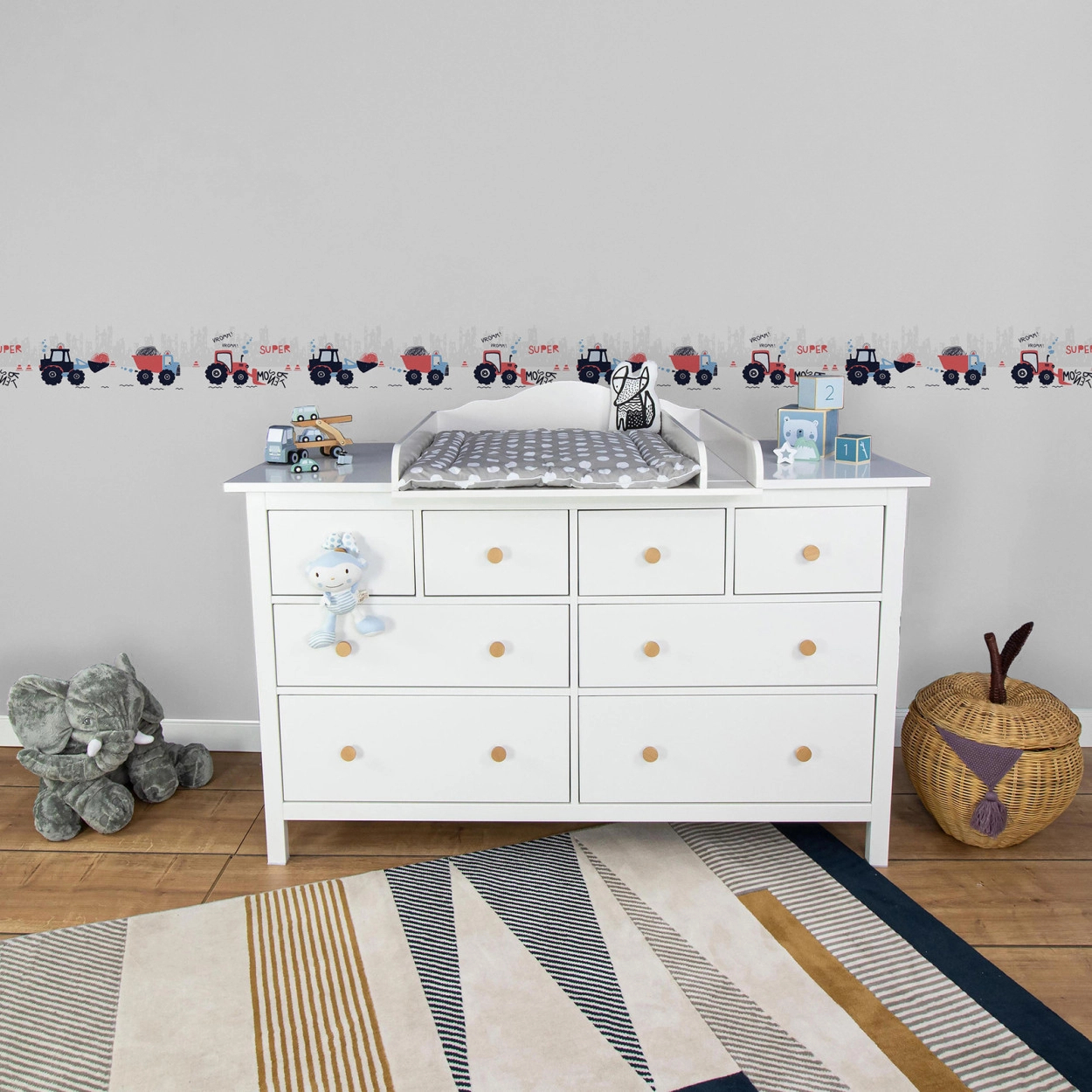 Autós markolos munkagépes bordűr gyerekszobába öntapadós