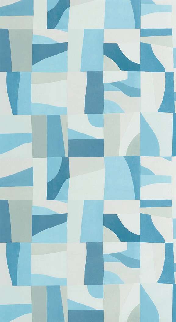 Azúrkék dekor tapéta geometrikus mintával vinyl