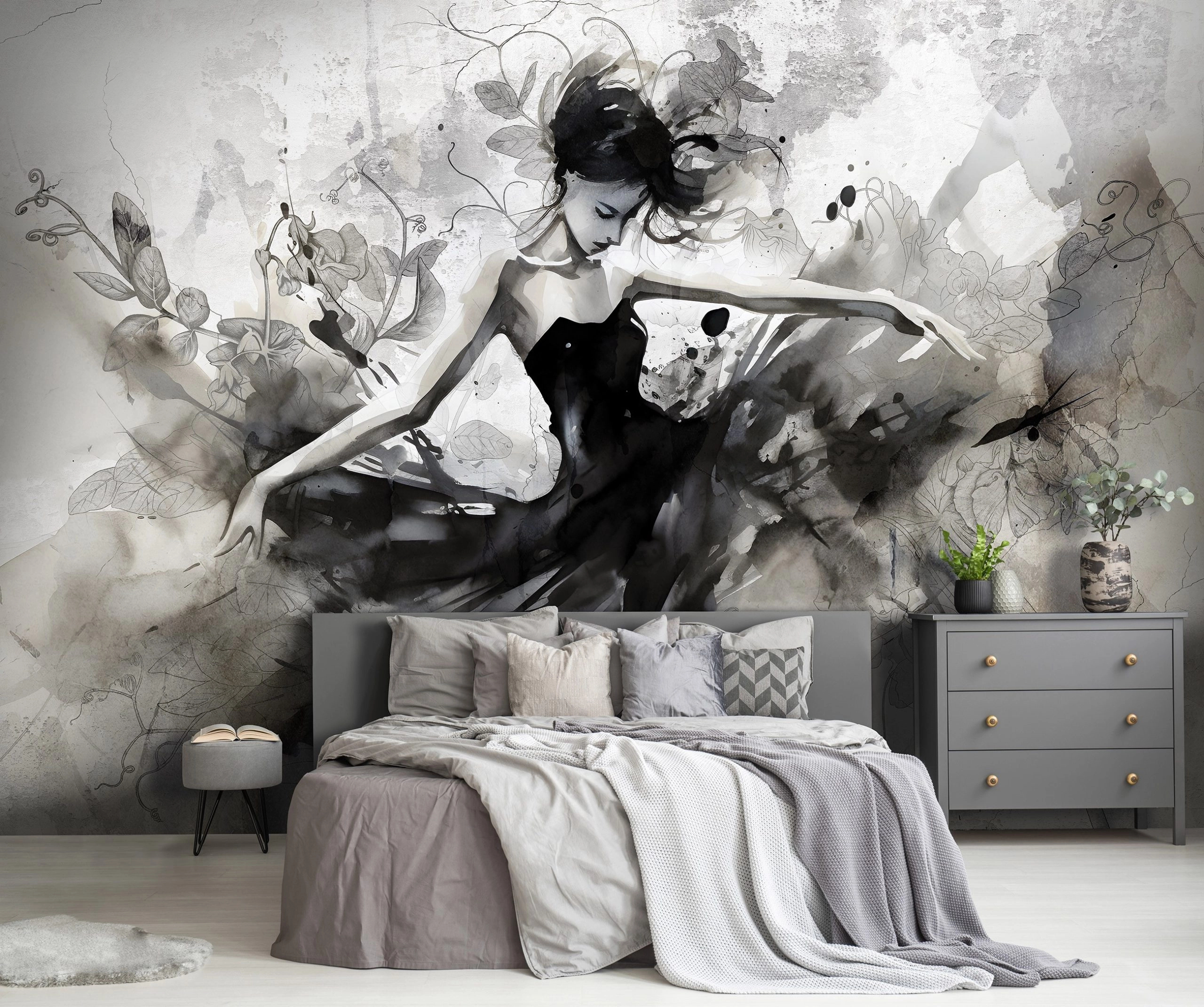 Balerina festett akvarell stílusban design fali poszter 368x254 vlies