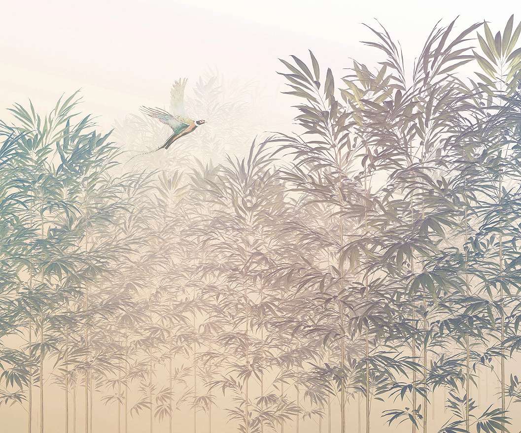 Bambusz erdő és madár mintás vlies poszter