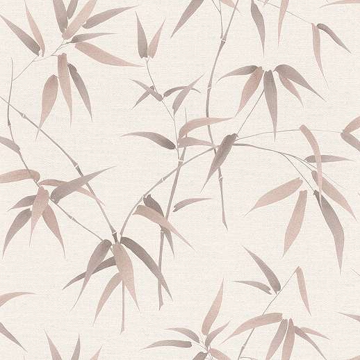 Bambuszlevél mintás design tapéta bézs alapon barna levél mintával