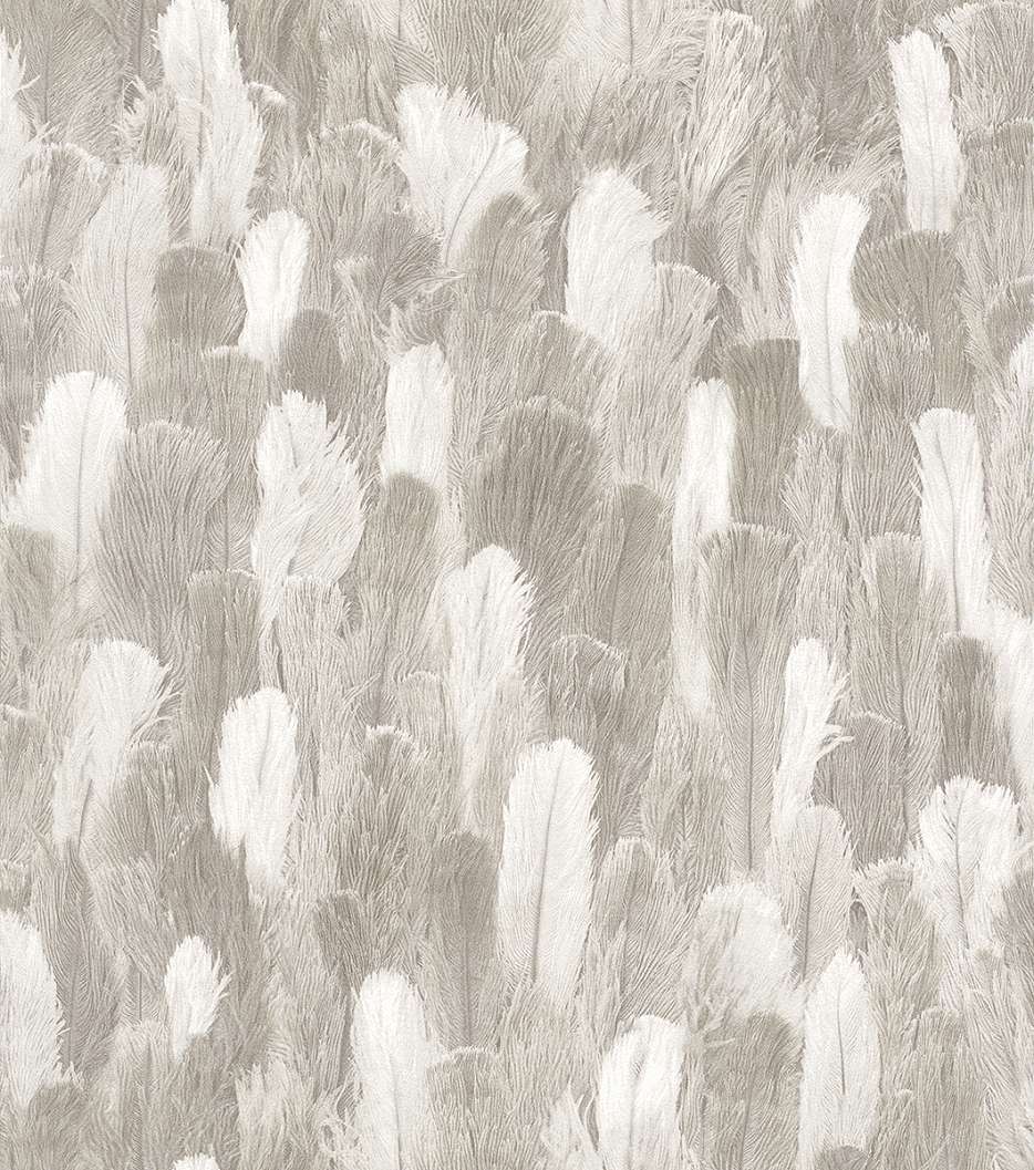 Barna-fehér színű toll hatású tapéta