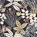 Barna fekete trópusi dzsungel és állat mintás mosható design tapéta