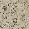 Barna kávé felirat mintás vlies tapéta
