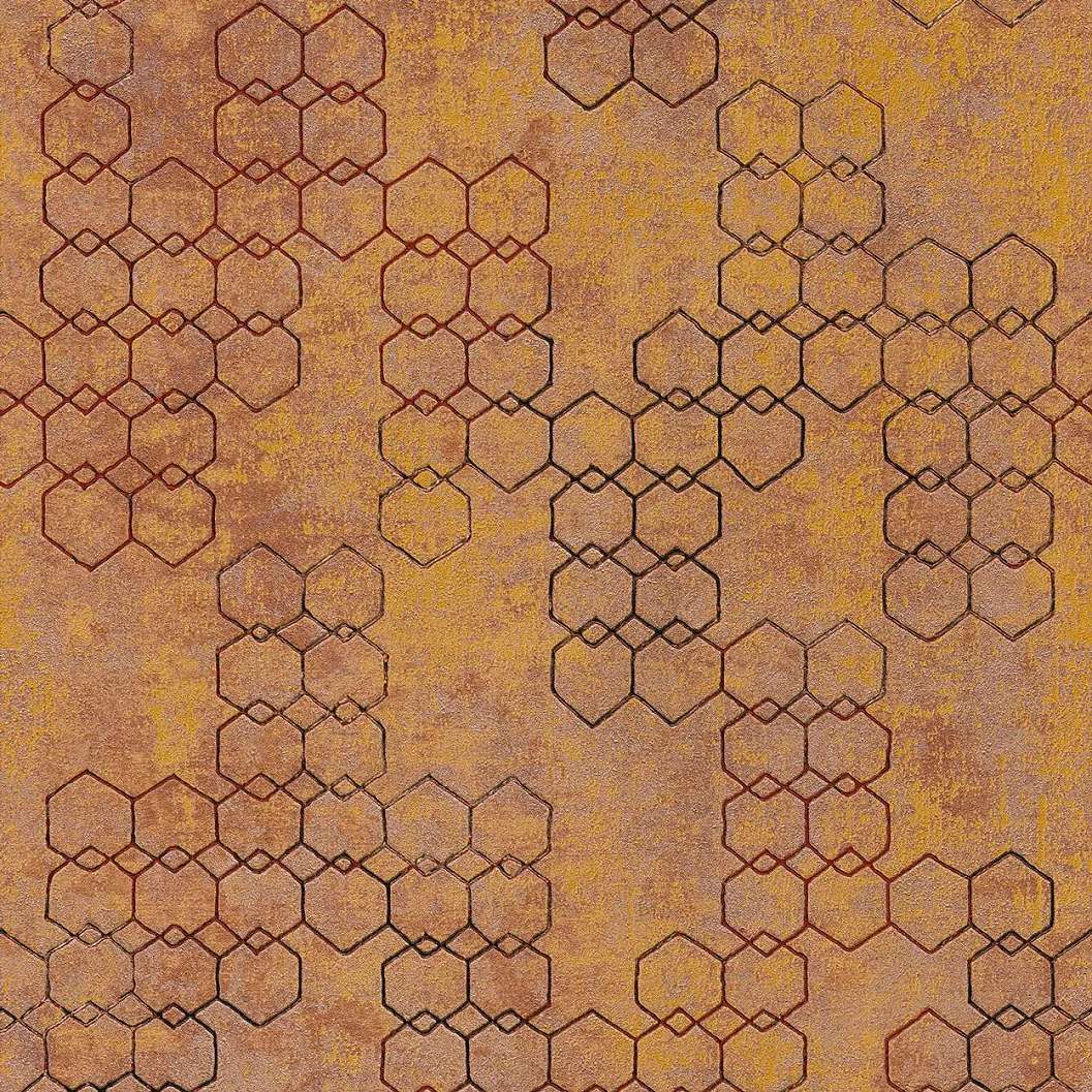 Barna, réz színű modern geometrikus mintás vlis tapéta
