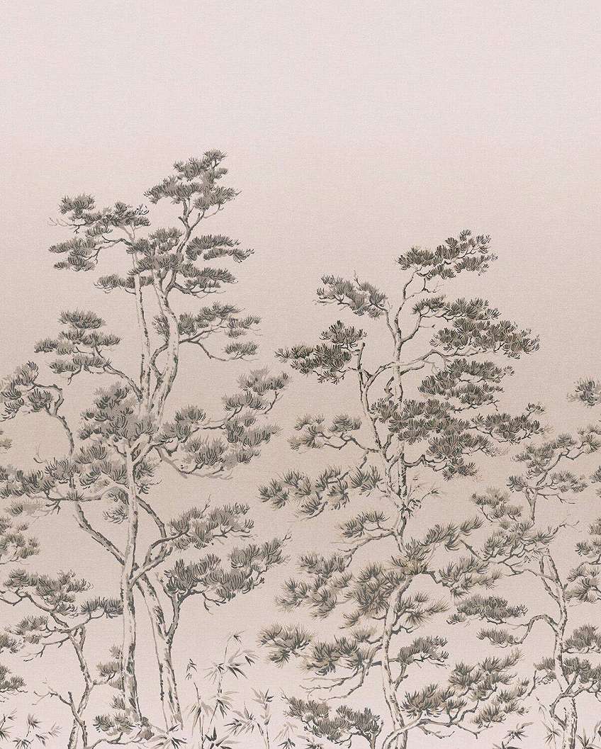 Barnás botanikus erdei fa mintás poszter tapéta