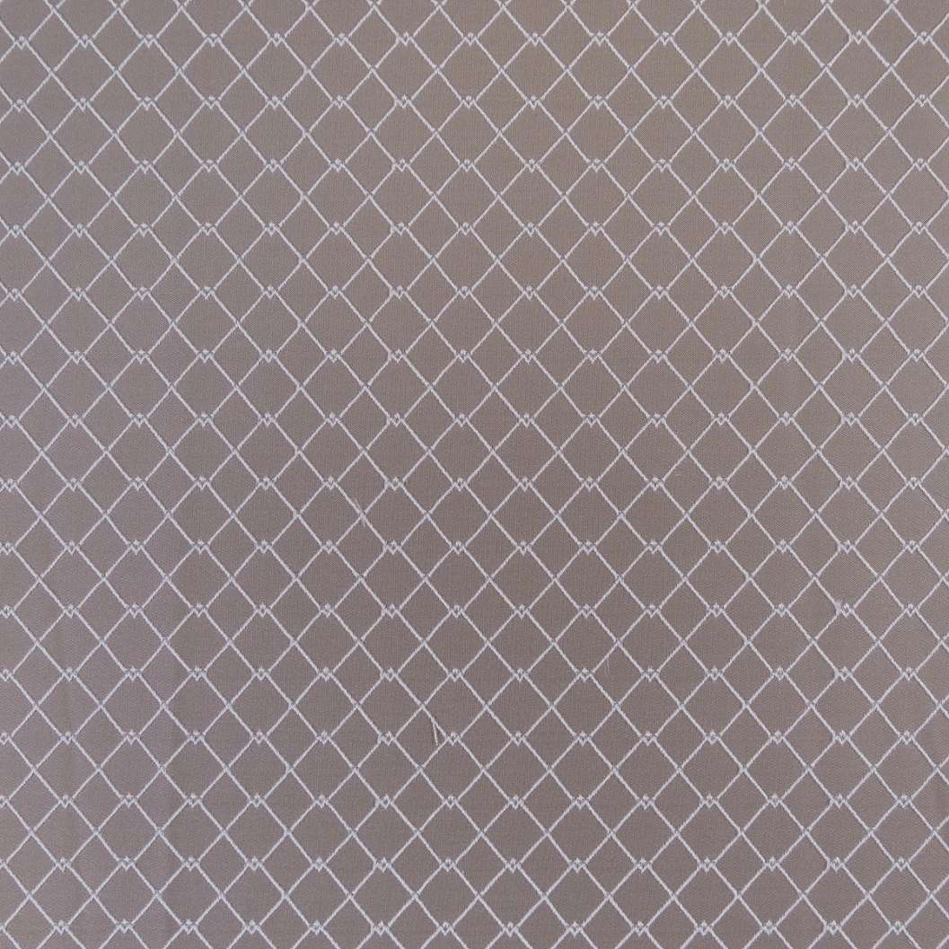 Barnás szürke alapon natúr geometria mintás design sötétítő függöny textil anyag