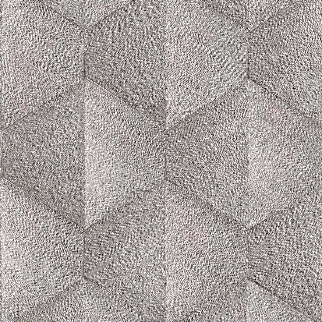 Barnás szürke design tapéta modern geometrikus 3D hatású mintával mosható vinly