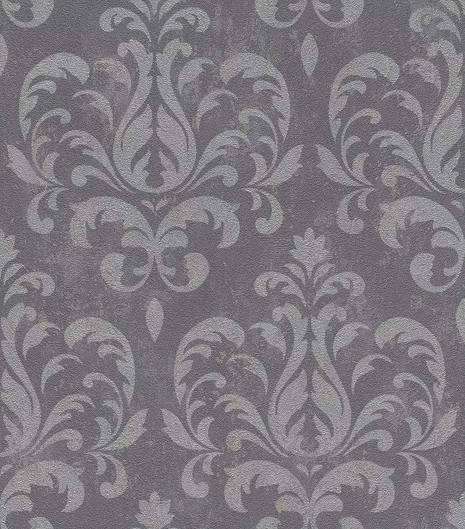 Barokk mintás antracit-szürke színű tapéta
