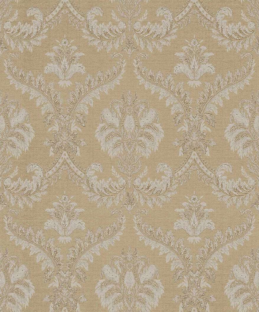 Barokk mintás olasz vinyl dekor tapéta karamell színben
