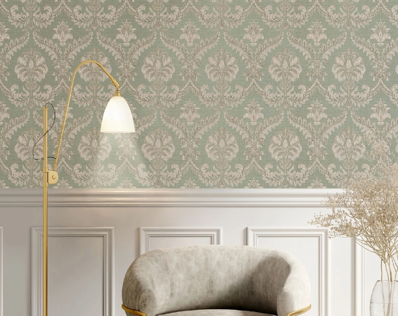 Barokk mintás olasz vinyl dekor tapéta karamell színben