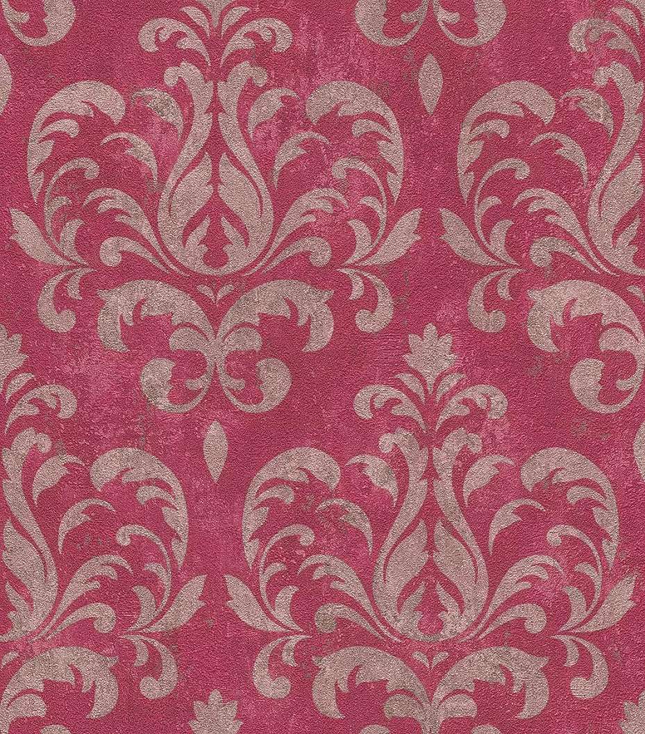 Barokk mintás piros-szürke színű tapéta