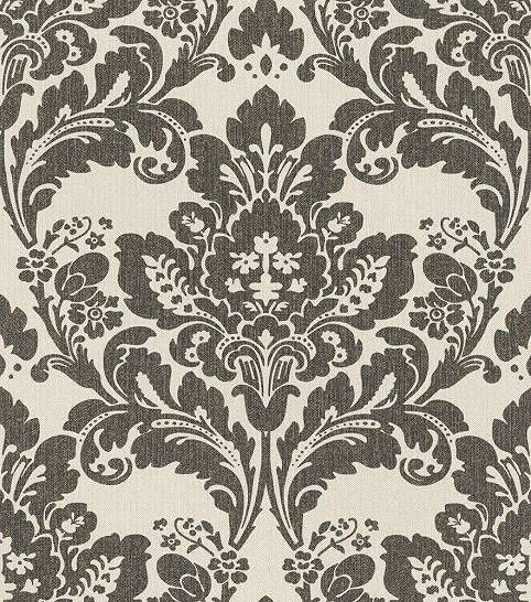 Barokk mintás vlies tapéta textil struktúrával elegáns csillámos részekkel