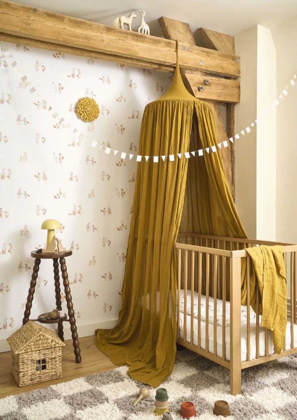 Beige állat mintás vintage gyerek dekor tapéta